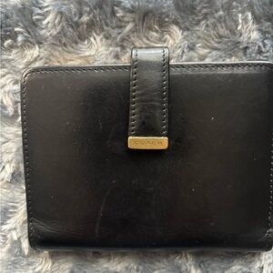 COACH VINTAGE 90’s Black Leather Wallet with Kiss Lock
